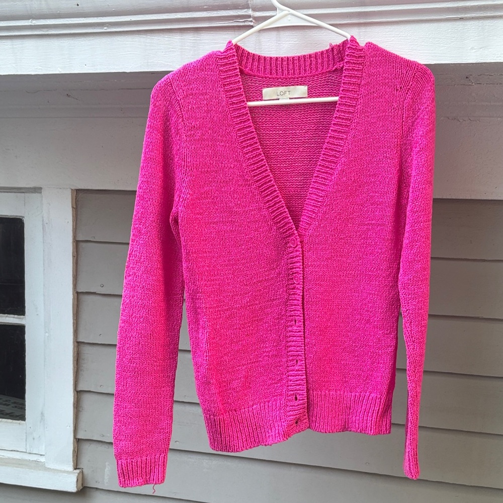 LOFT Women's Bright Pink Cardigan